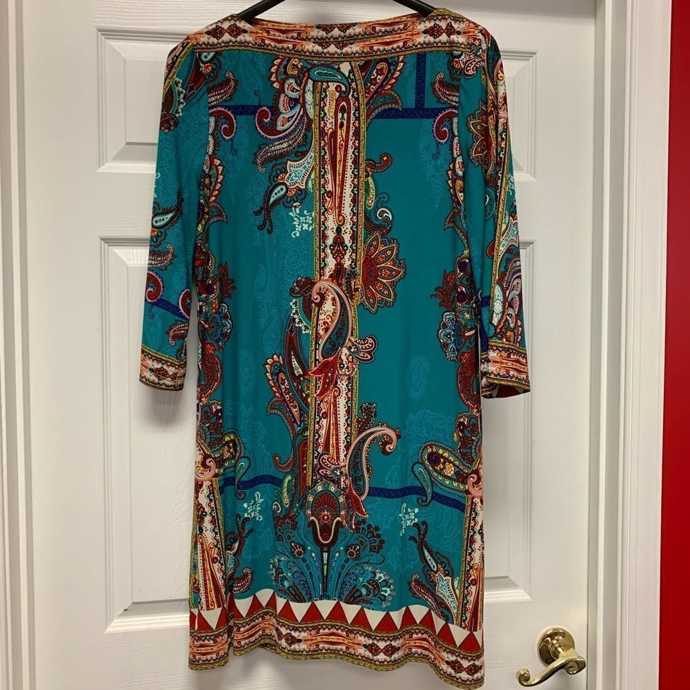 ECI Boat Neck Printed Sheath Dress sz XL